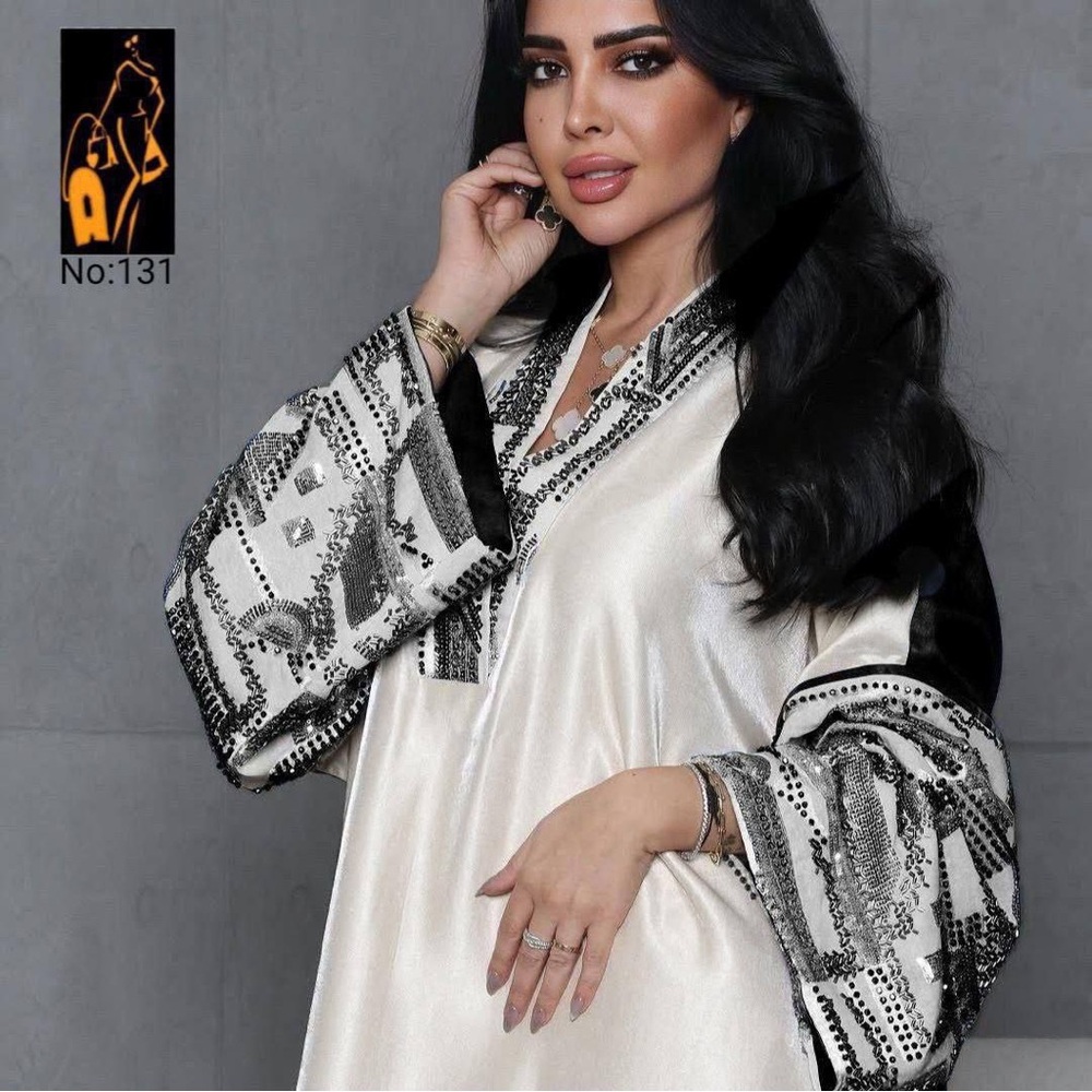 Elegant Black and White Women's Kaftan